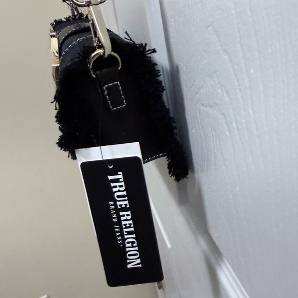 NWT True Religion Frayed Denim Mini Flap Crossbody Bag - Picture 3 of 8